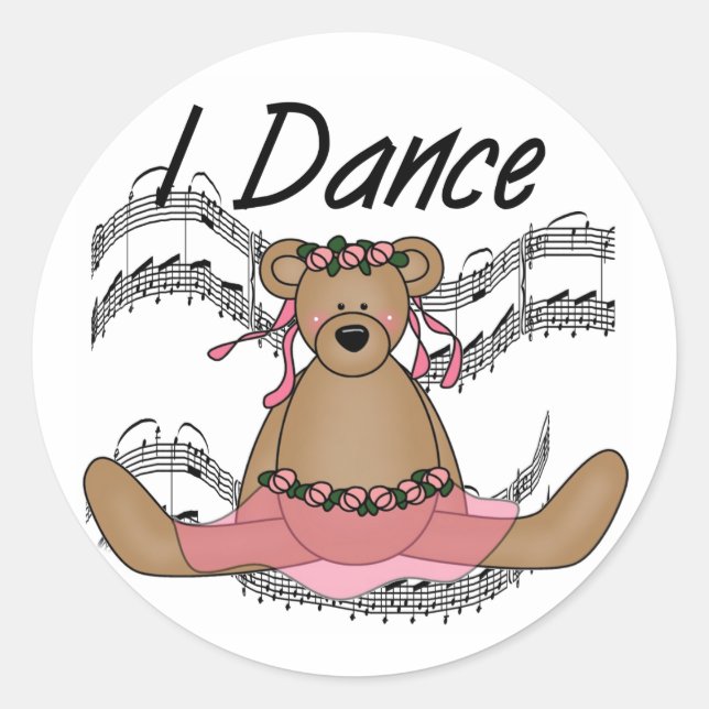 Bear Ballet Dancer Classic Round Sticker (Front)