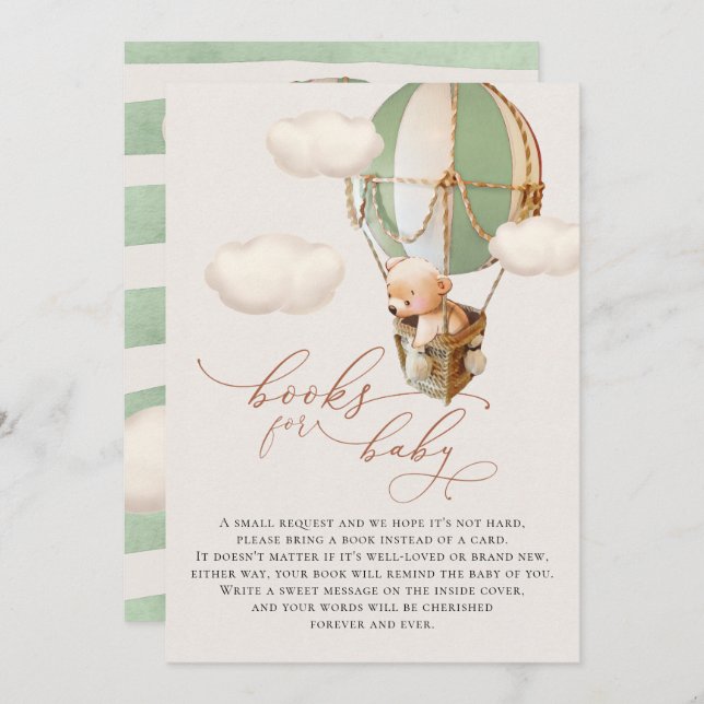 Bear Balloon Baby Books Enclosure Card (Front/Back)