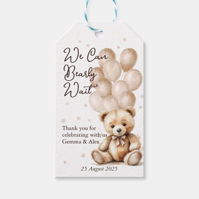 Bear Balloon Baby Shower  Gift Tags (Front)