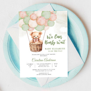 Bear Balloon Baby Shower Invitation