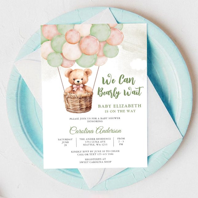 Bear Balloon Baby Shower Invitation (Creator Uploaded)