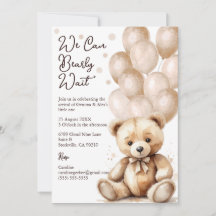 Bear Balloon Baby Shower Invitation