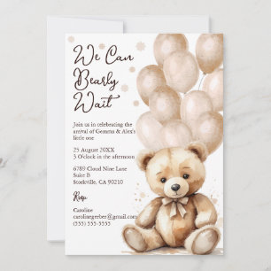 Bear Balloon Baby Shower Invitation