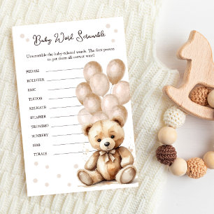 Bear Balloon Baby Shower Word Scramble Game