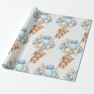 Bear Balloon Boy Cute Wrapping Paper