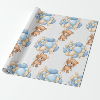Bear Balloon Boy Cute Wrapping Paper