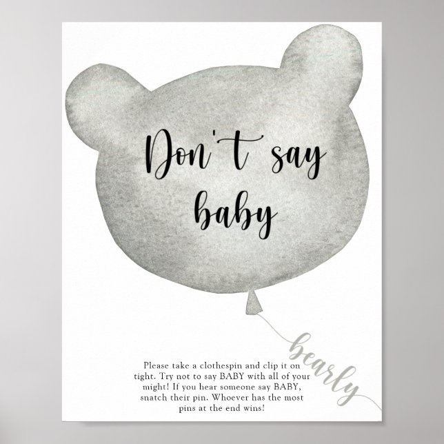 Bear Balloon Don't say baby Poster (Front)