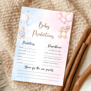 Bear Balloon Gender Reveal Baby Predictions Game