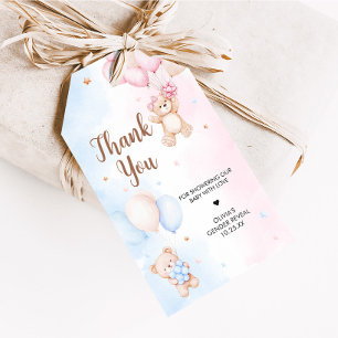 Bear Balloon Gender Reveal Favor Tags