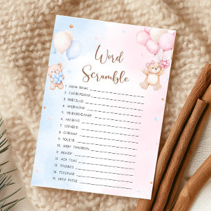 Bear Balloon Gender Reveal Word Scramble Game