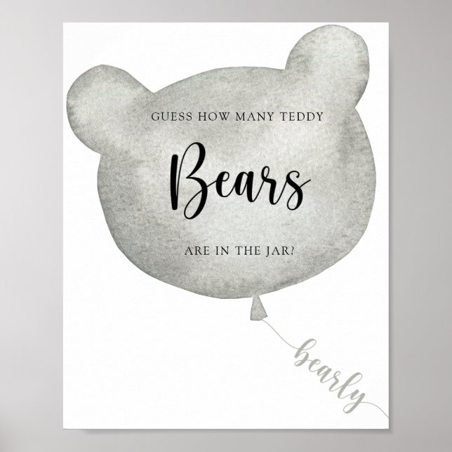 Bear Balloon guess how many teddy bears  poster (Front)