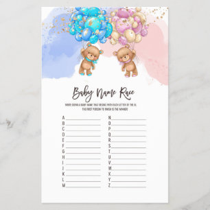 Bear Balloons  Baby Name Race ABC Game Flyer