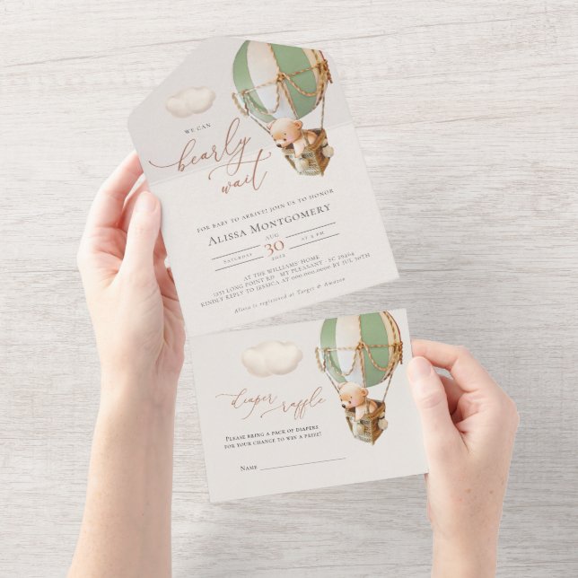 Bear Balloons Baby Shower All In One Invitation (Tearaway)