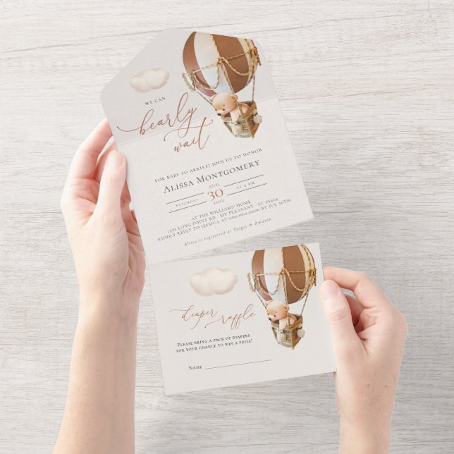 Bear Balloons Baby Shower All In One Invitation (Tearaway)