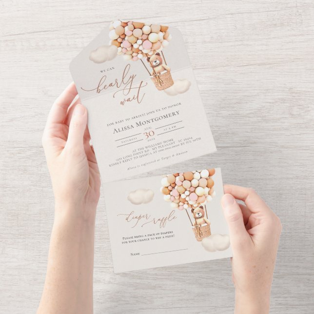 Bear Balloons Baby Shower All In One Invitation (Tearaway)