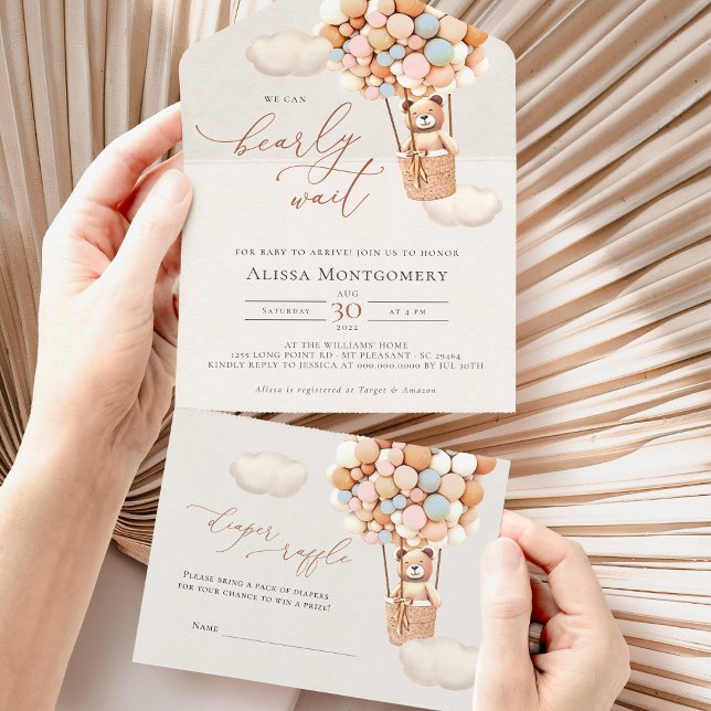 Bear Balloons Baby Shower All In One Invitation (Creator Uploaded)