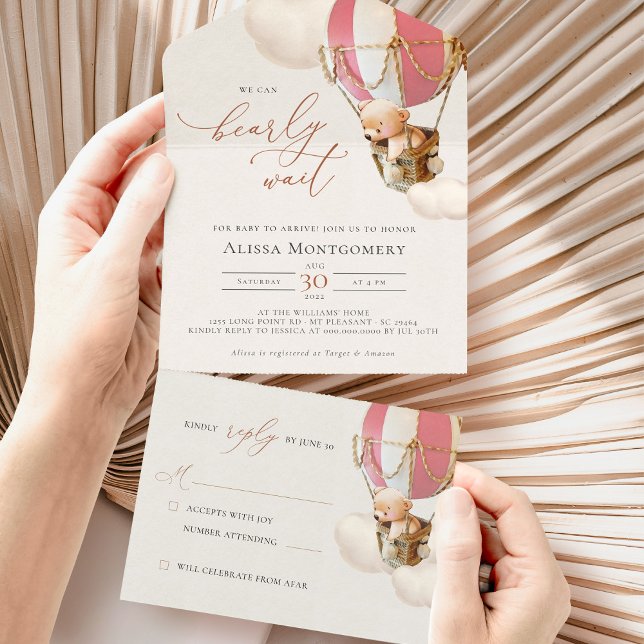 Bear Balloons Baby Shower All In One Invitation (Creator Uploaded)