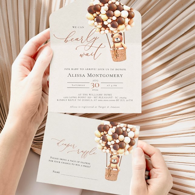 Bear Balloons Baby Shower All In One Invitation (Creator Uploaded)