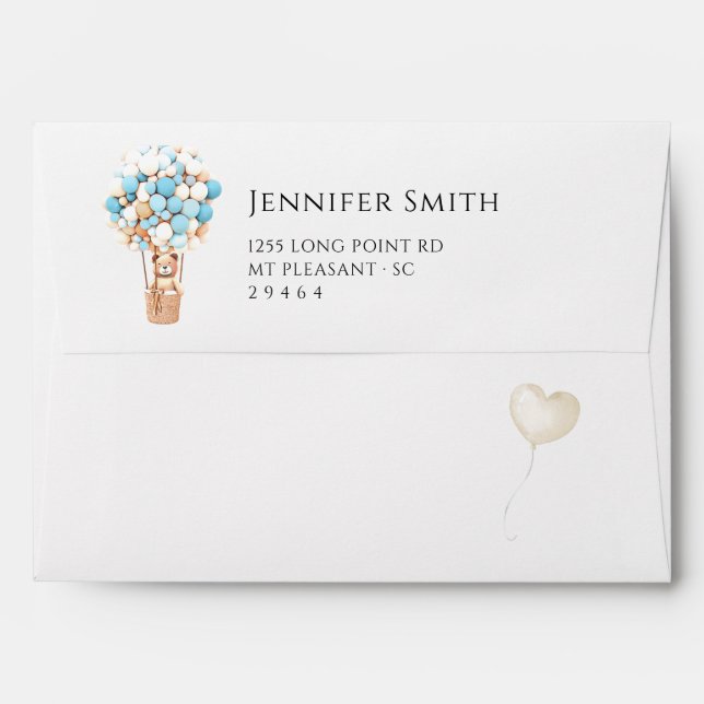 Bear Balloons Baby Shower Envelope (Back (Top Flap))