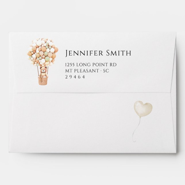 Bear Balloons Baby Shower Envelope (Back (Top Flap))