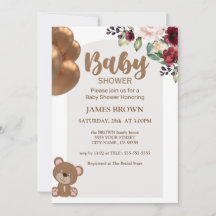 bear balloons Baby Shower Invite, Wildflower 