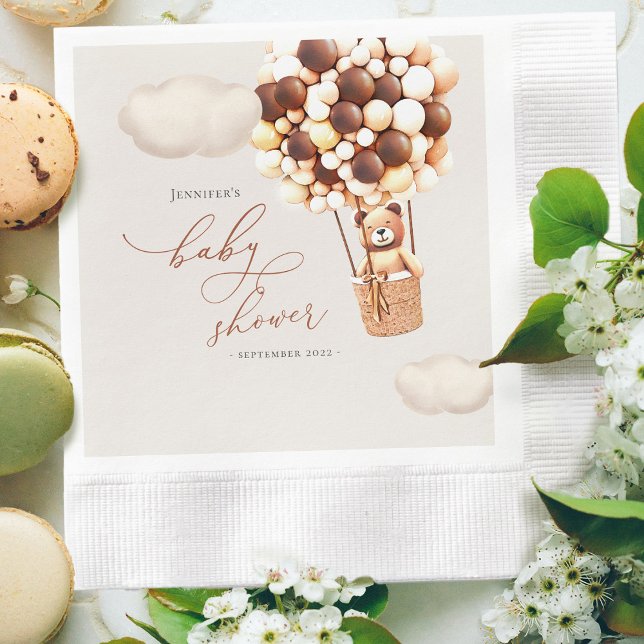 Bear Balloons Baby Shower Paper Napkins (Creator Uploaded)