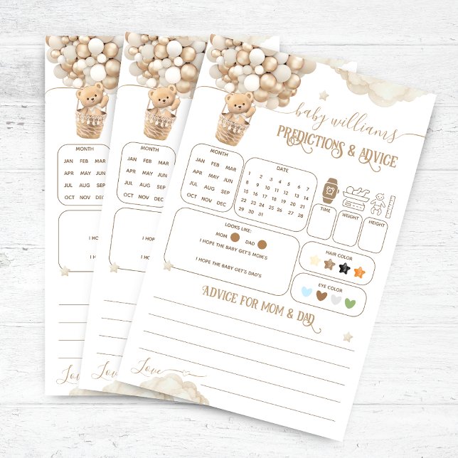 Bear Balloons Baby Shower predictions Game (Creator Uploaded)