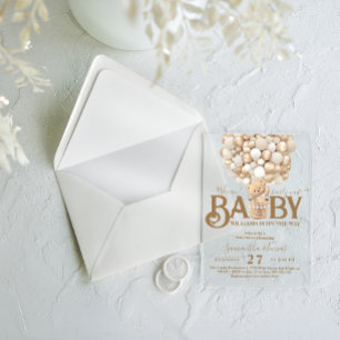 Bear Balloons Bearly Wait Baby Shower  Acrylic Invitations