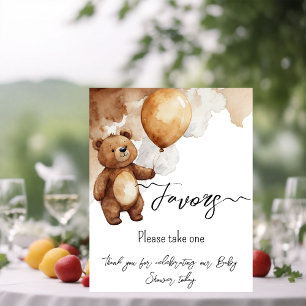 Bear Balloons Bearly Wait Baby Shower Favours Poster