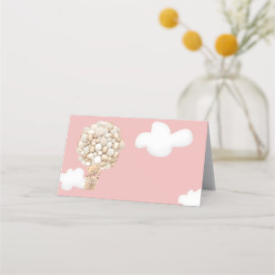 Bear Balloons Bearly Wait Blush Pink Baby Shower Place Card