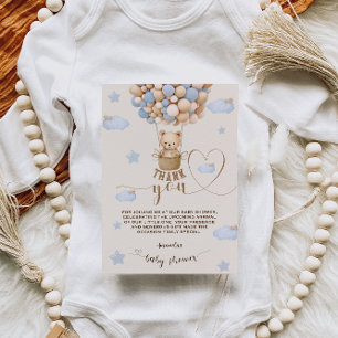 Bear Balloons Bearly Wait Boy Shower Thank You Card