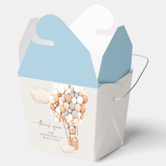 Bear Balloons Blue Brown Cream Favour Box (Opened)