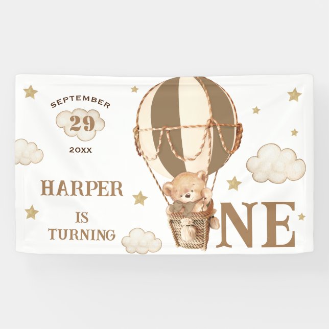 Bear Balloons boy girl 1st Birthday  Banner (Horizontal)