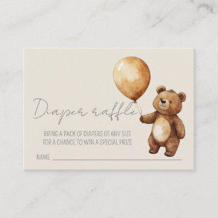 Bear Balloons Clouds Baby Shower Diaper Raffle Enclosure Card