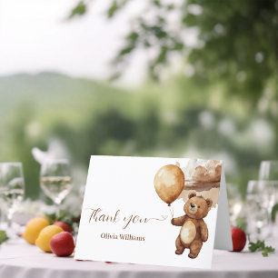 Bear Balloons Clouds Bearly Wait Baby Shower Thank You Card