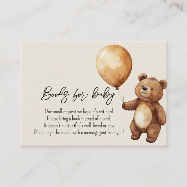 Bear Balloons Clouds Wait Baby Shower Bearly Enclosure Card (Front)