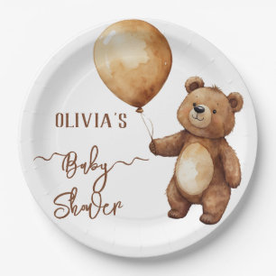 Bear Balloons Clouds Wait Baby Shower Bearly Paper Plate