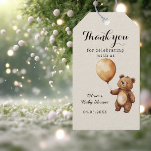 Bear Balloons Clouds Wait Baby Shower Thank You Gift Tags
