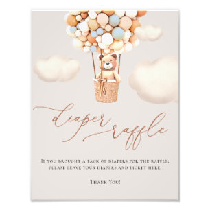 Bear Balloons Diaper Raffle Sign