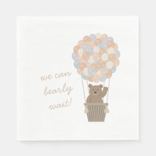 Bear Balloons Gender Neutral Baby Shower Welcome Napkin