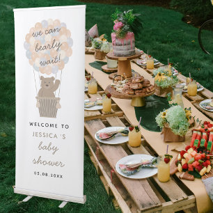 Bear Balloons Gender Neutral Baby Shower Welcome Retractable Banner