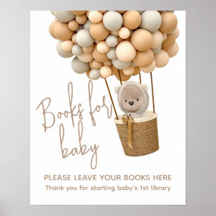 Bear Balloons Modern Baby Shower book for baby Poster