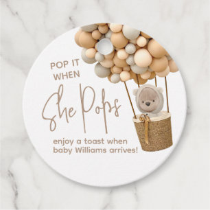 Bear Balloons Modern Baby Shower Pop it when Favour Tags
