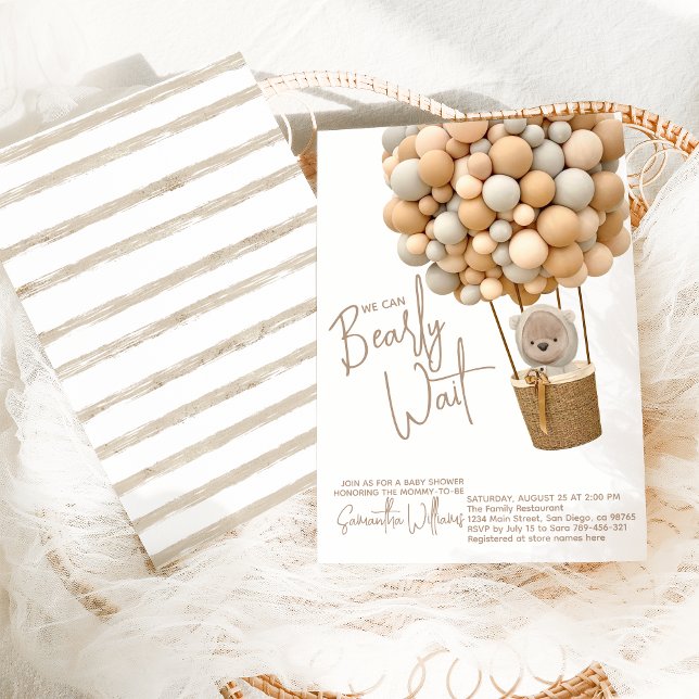 Bear Balloons Modern Gender neutral Baby Shower Invitation (Creator Uploaded)