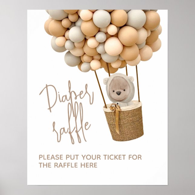 Bear Balloons Modern Gender neutral Baby Shower Poster (Front)