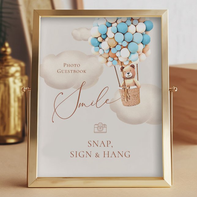 Bear Balloons Photo Guestbook Snap Hang Sign (Creator Uploaded)