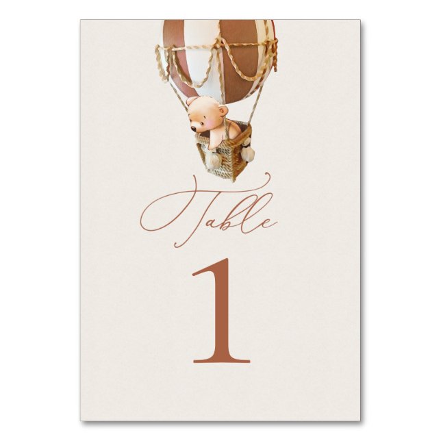 Bear Balloons Table Number (Front)