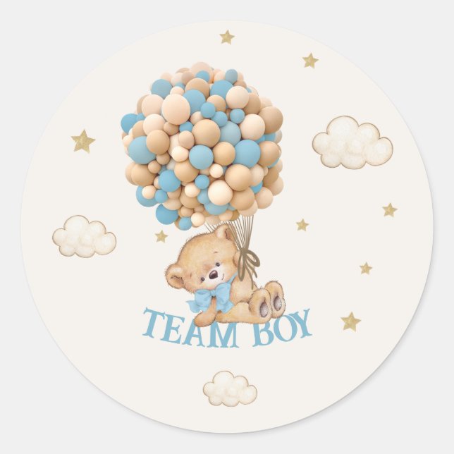 Bear Balloons Team boy Game  Classic Round Sticker (Front)