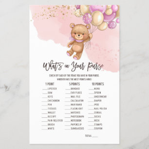 Bear Balloons What's in your Purse Game Flyer