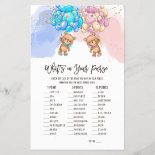 Bear Balloons What's in your Purse Game Flyer